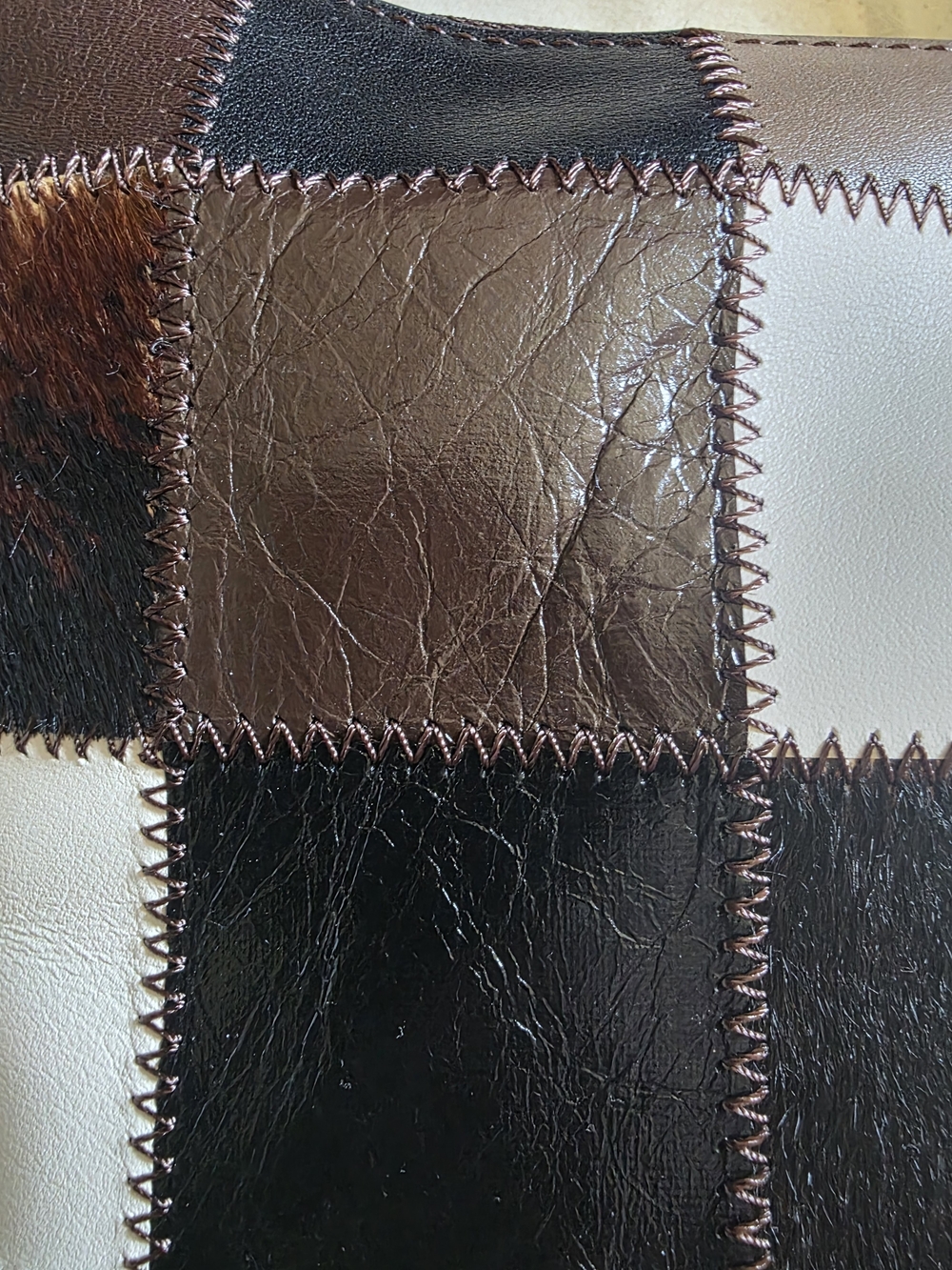 Coachtopia Patchwork Cowprint Leather Shoulder Bag in Brown & Cream - Picture 3 of 8
